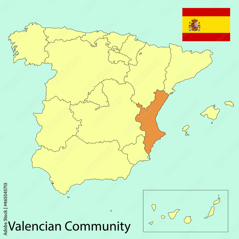Spain map with provinces, Valencian community, vector illustration 