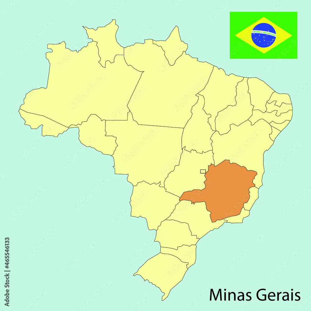 brazil map, minas gerais province, vector illustration brazil map, minas gerais province, vector illustration
