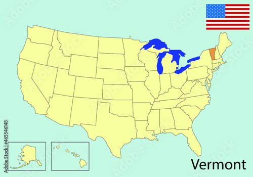 vermont map  usa map with states  vector illustration 