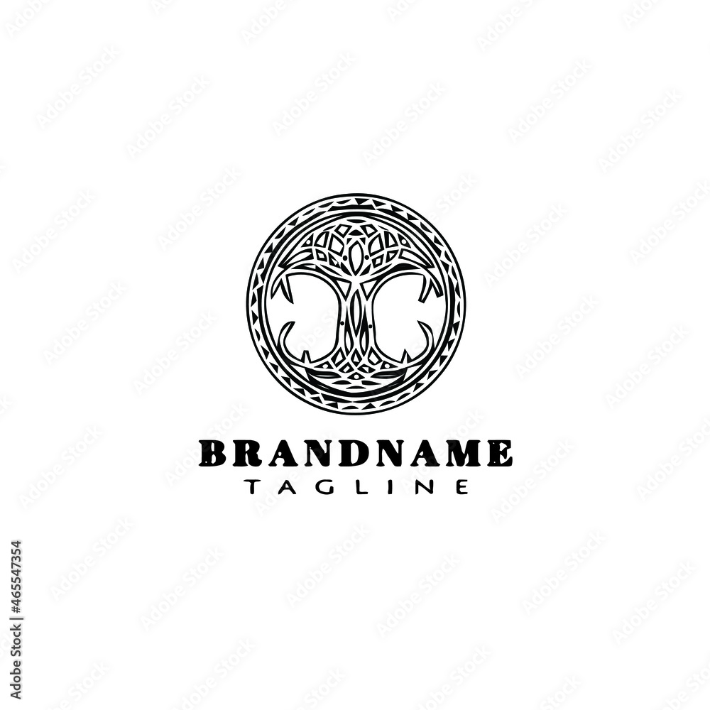 Obraz premium tree with roots logo cartoon icon design template black isolated vector