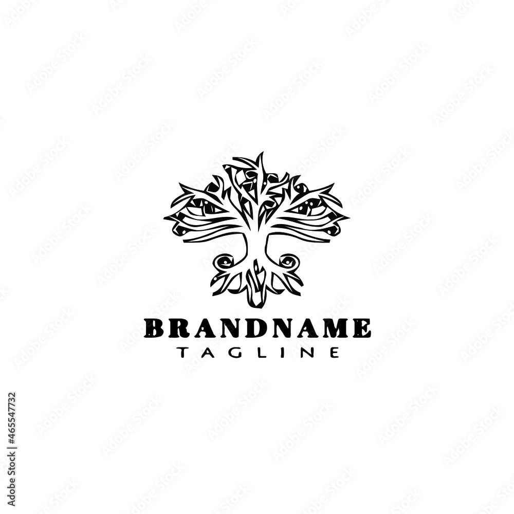 tree with roots logo cartoon icon design template black vector illustration tree with roots logo cartoon icon design template black vector illustration
