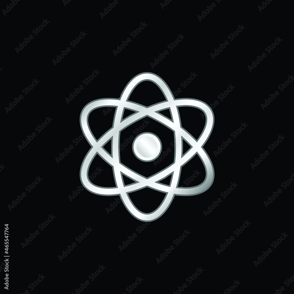 Atom silver plated metallic icon