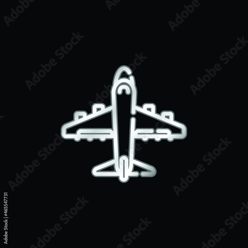 Fototapeta Naklejka Na Ścianę i Meble -  Aeroplane silver plated metallic icon