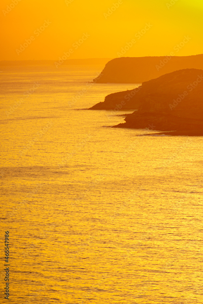 Cliffs of Porto de Mos late afternoon. Algarve Portugal.