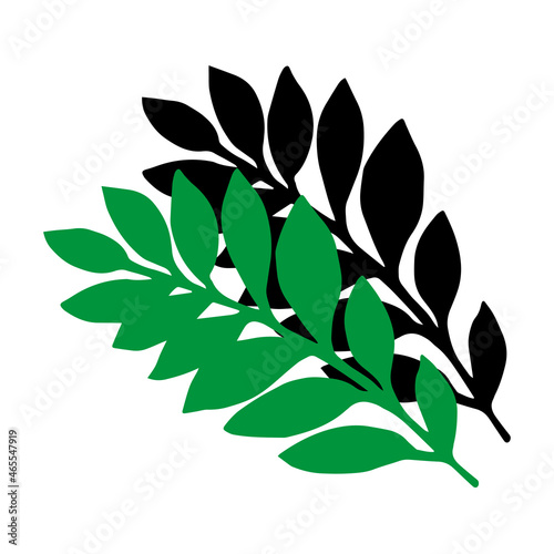 Vector Illustration of a green and black tropical palm leaves isolated on a white background
