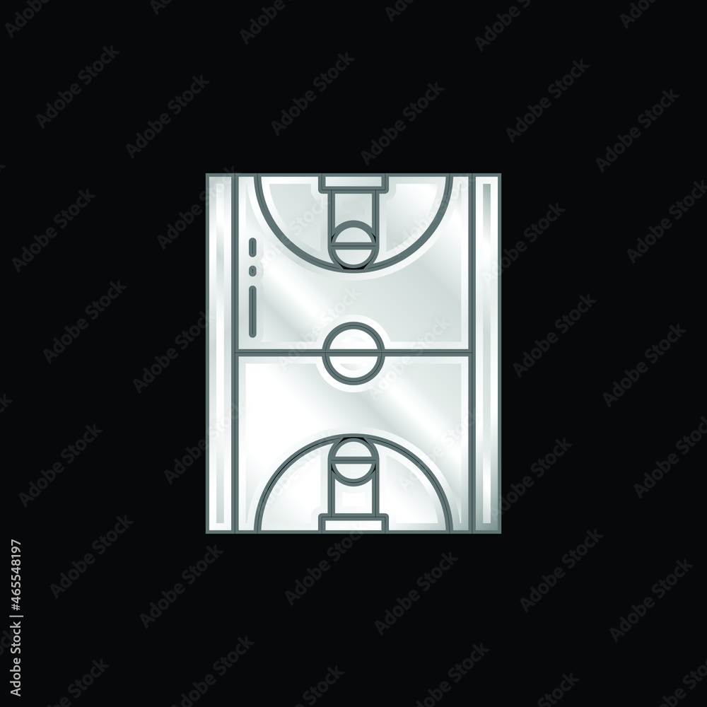 Basketball silver plated metallic icon