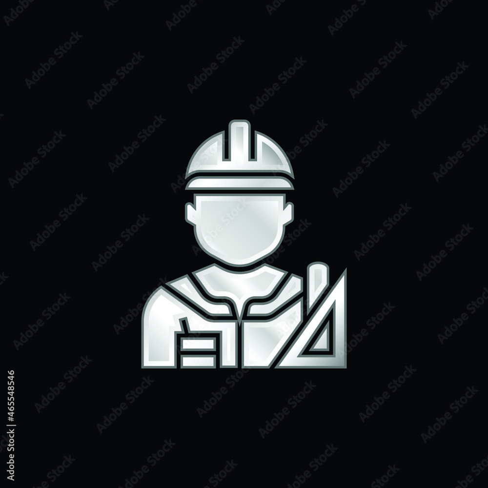 Architect silver plated metallic icon Architect silver plated metallic icon