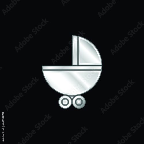 Baby Carriage With Wheels silver plated metallic icon