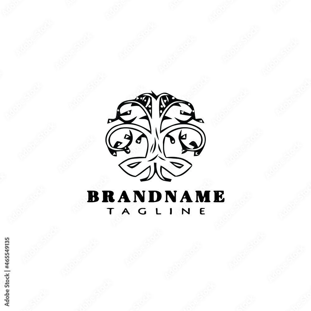 Fototapeta premium symbol tree with roots logo cartoon icon design template black isolated vector illustration