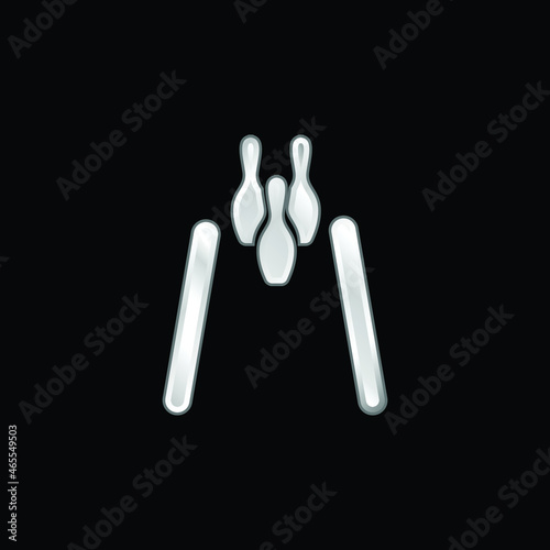 Bowling silver plated metallic icon
