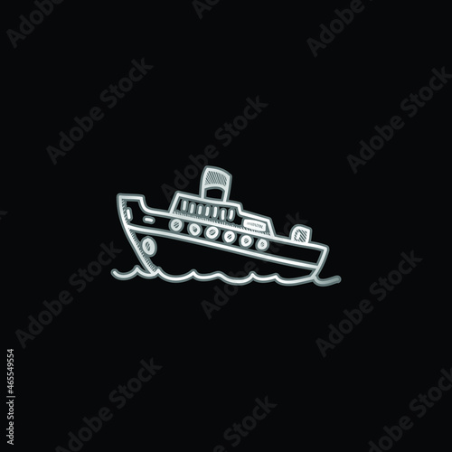 Boat silver plated metallic icon