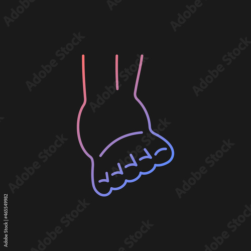 Joint sprain gradient vector icon for dark theme. Ankle ligaments tearing. Sports injury. Overstretched joint. Thin line color symbol. Modern style pictogram. Vector isolated outline drawing