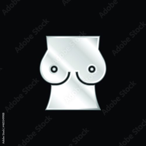 Breast silver plated metallic icon