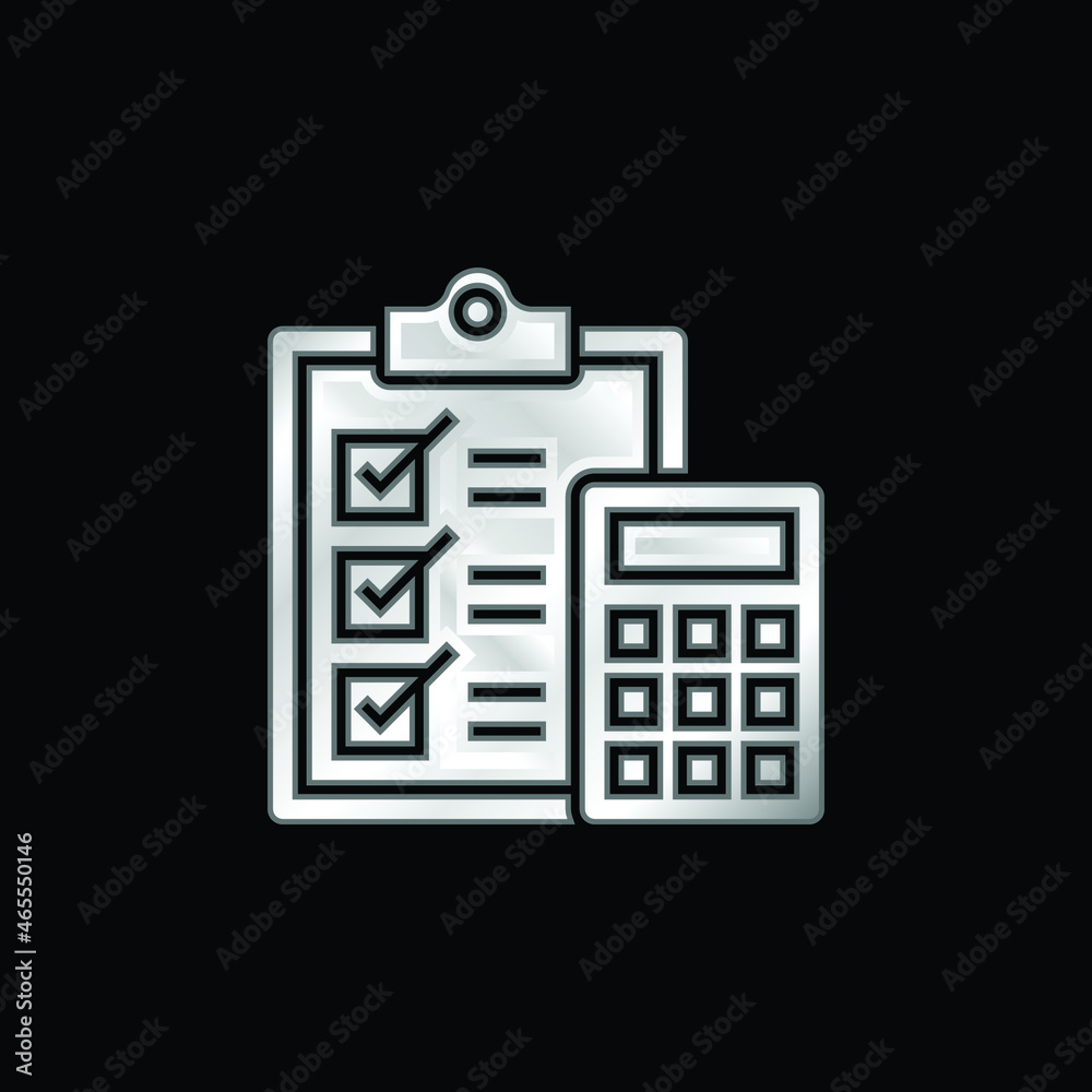 Accounting silver plated metallic icon Accounting silver plated metallic icon