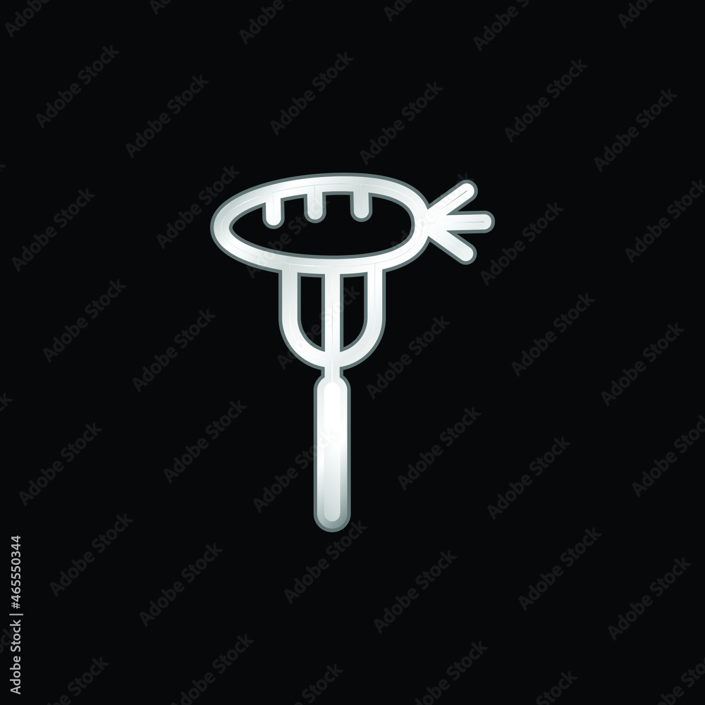 Baby Carrot On A Fork silver plated metallic icon Baby Carrot On A Fork silver plated metallic icon
