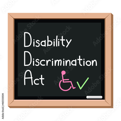 disability discrimination act, DDA, blackboard, vector illustration