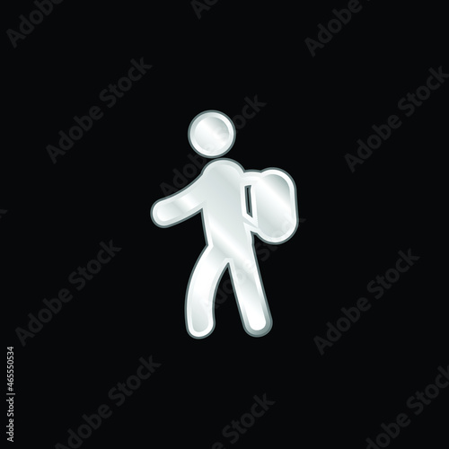 Backpacker silver plated metallic icon