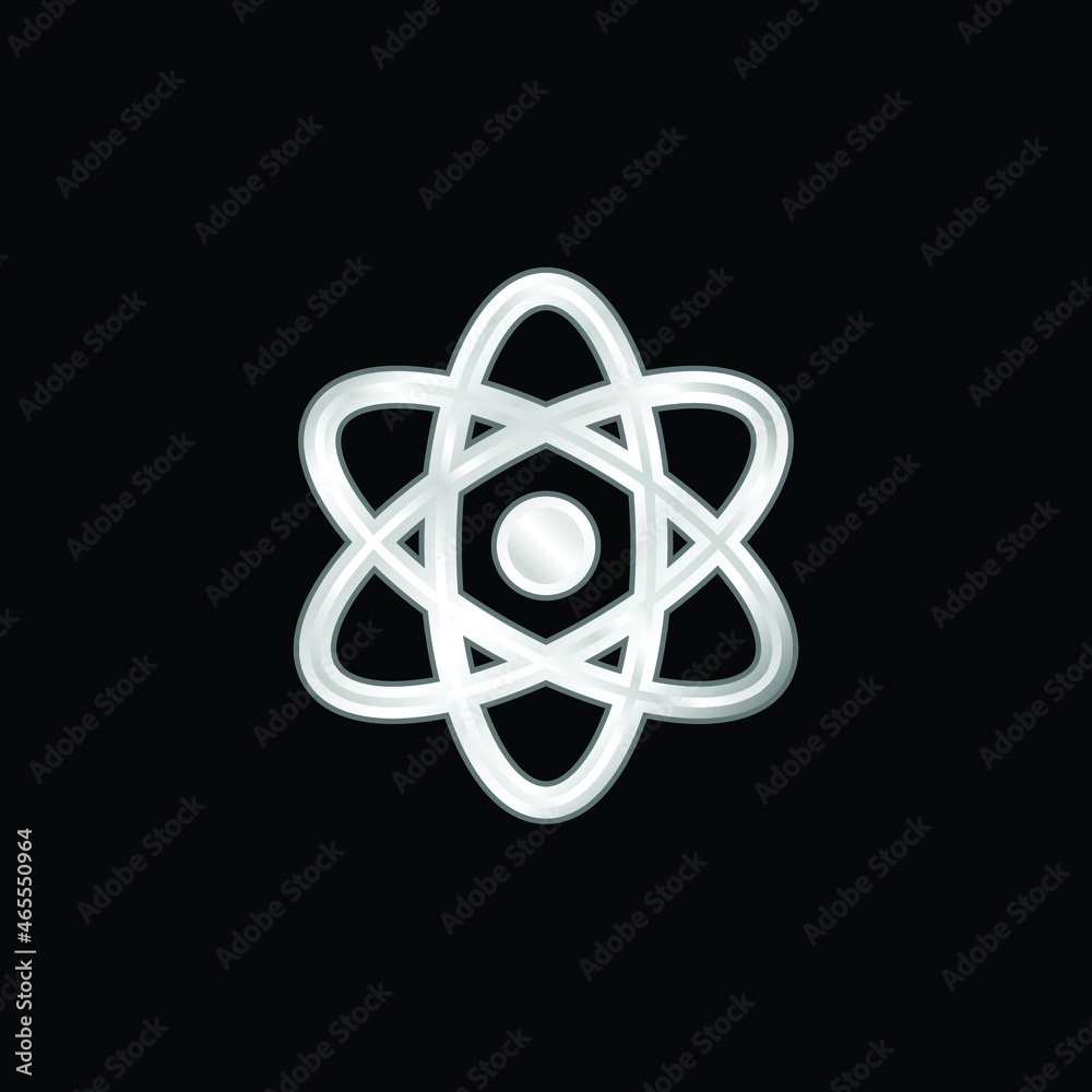 Atom silver plated metallic icon Atom silver plated metallic icon