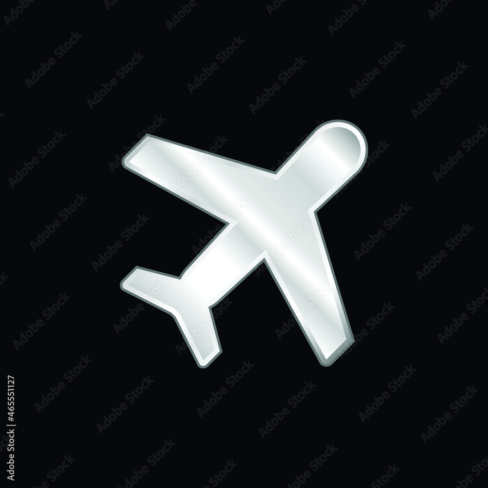 Aeroplane silver plated metallic icon Aeroplane silver plated metallic icon
