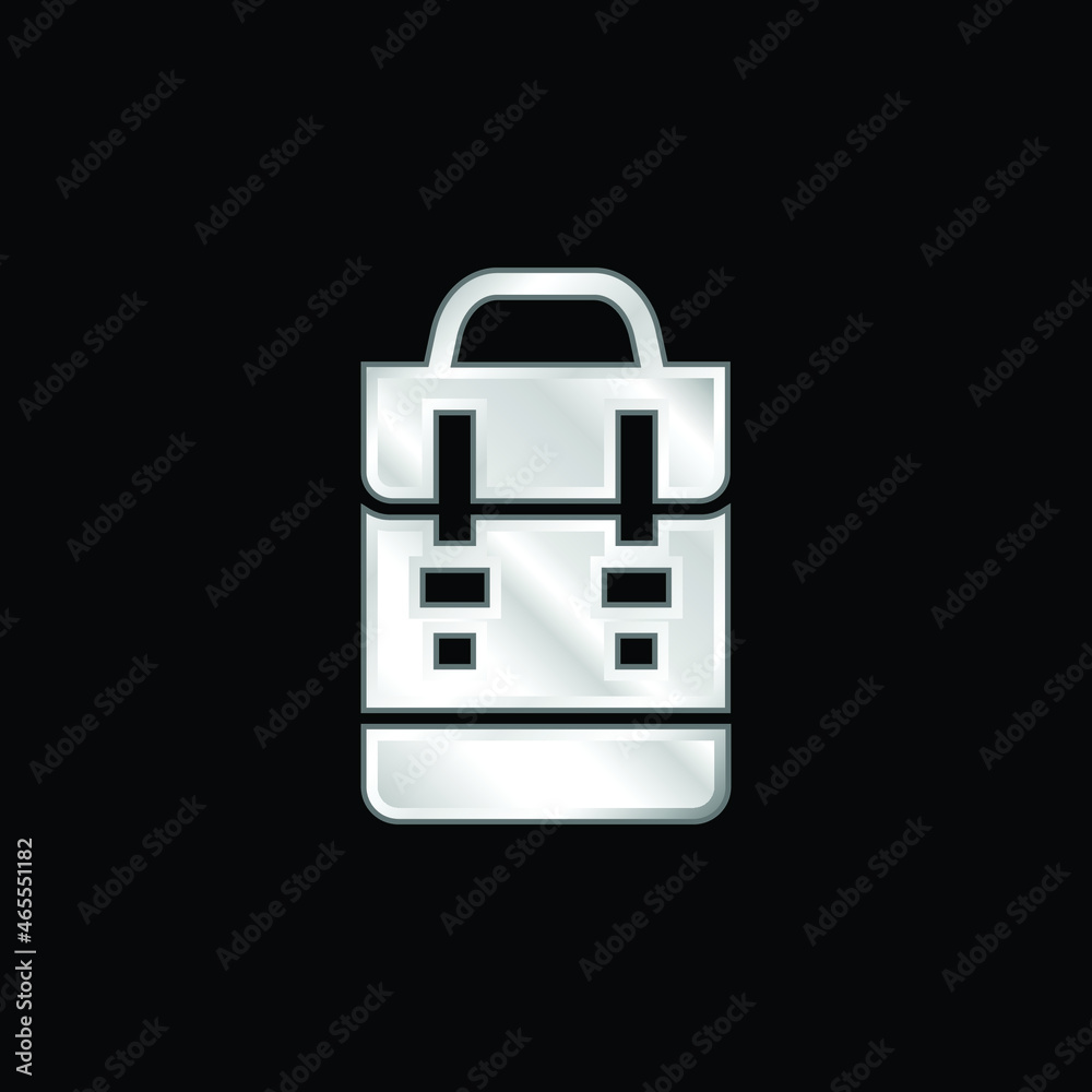 Backpack silver plated metallic icon Backpack silver plated metallic icon