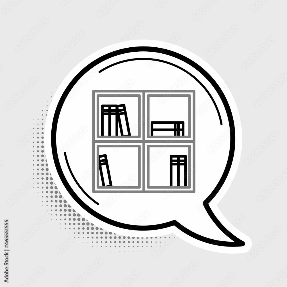 Line Shelf with books icon isolated on grey background. Shelves sign. Colorful outline concept. Vector Line Shelf with books icon isolated on grey background. Shelves sign. Colorful outline concept. Vector