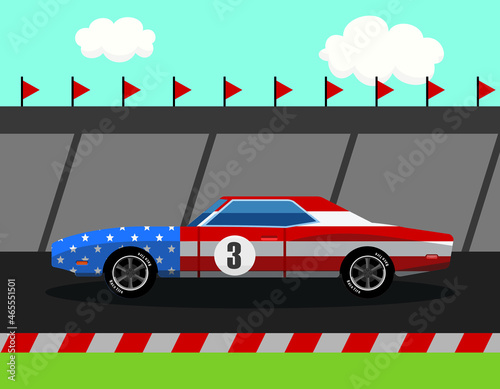 Fototapeta Naklejka Na Ścianę i Meble -  classic sports car on the road or track, vector illustration 
