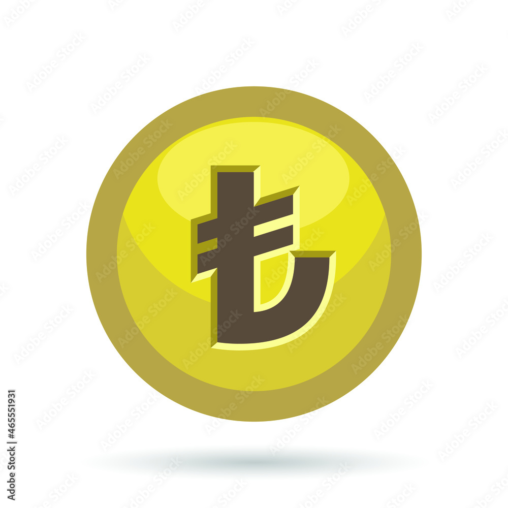 Turkish lira symbol on coin, vector illustration Turkish lira symbol on coin, vector illustration