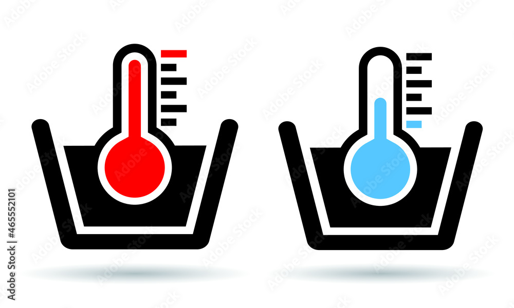 very hot water, cold water, temperature icon, vector illustration