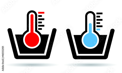 very hot water, cold water, temperature icon, vector illustration