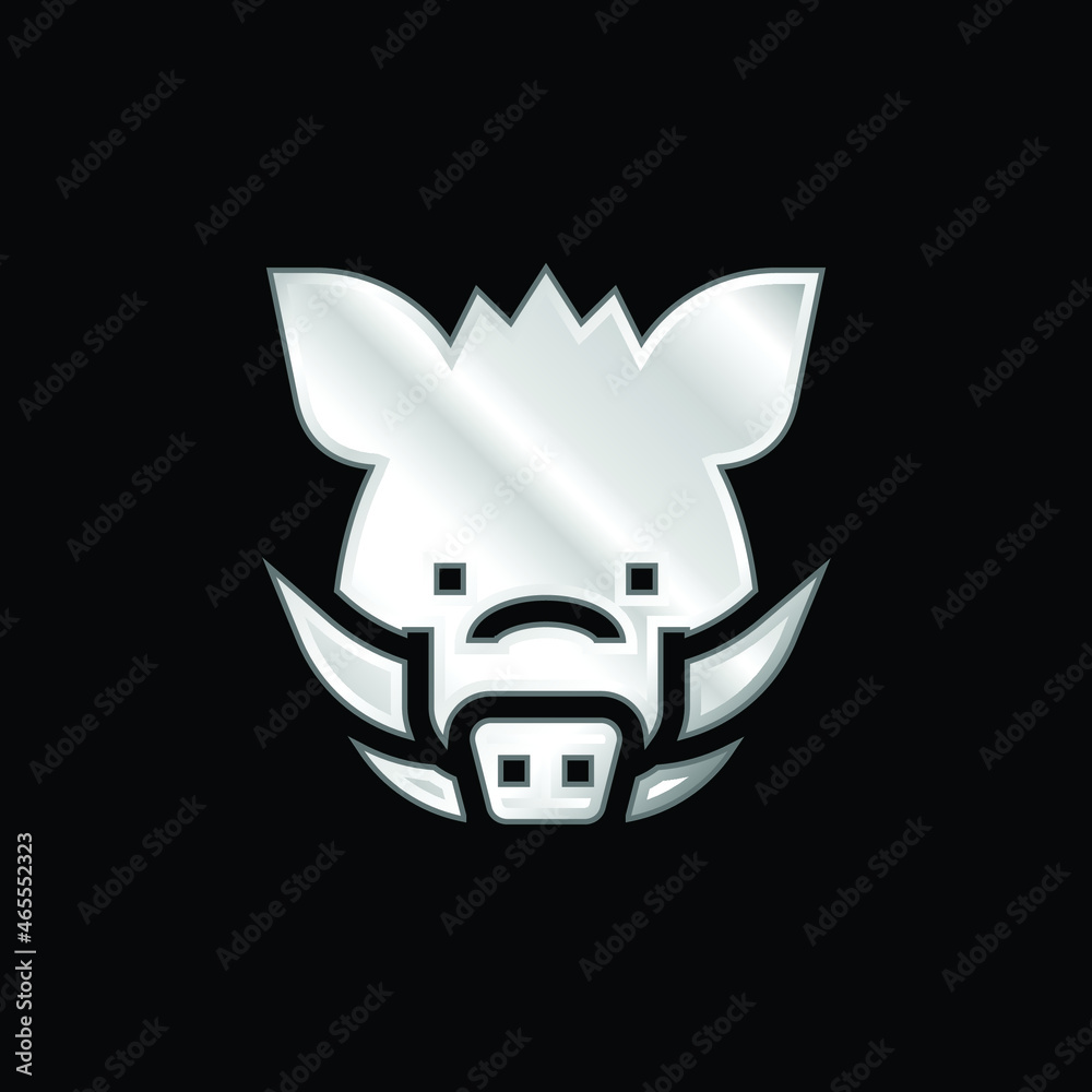 Obraz premium Boar silver plated metallic icon