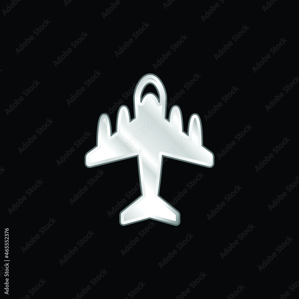 Obraz premium Big Plane With Four Engines silver plated metallic icon
