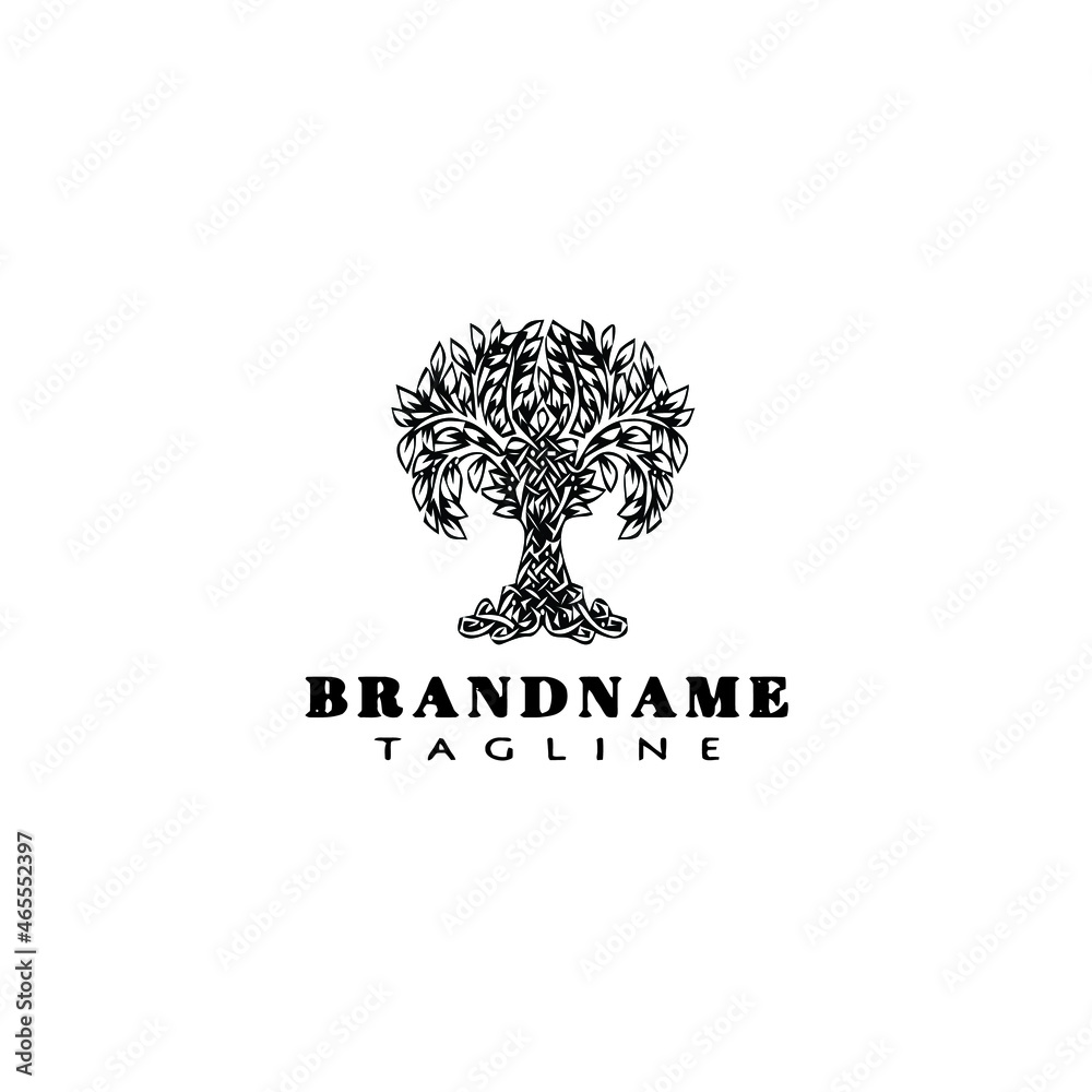 cute tree with roots logo cartoon icon design template black isolated ...
