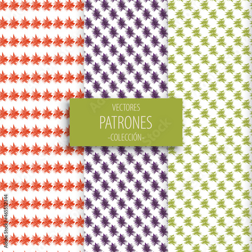 patrón con motivos verdes- naranjas y violetas