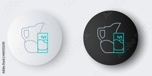 Line Milk jug or pitcher and glass icon isolated on grey background. Colorful outline concept. Vector