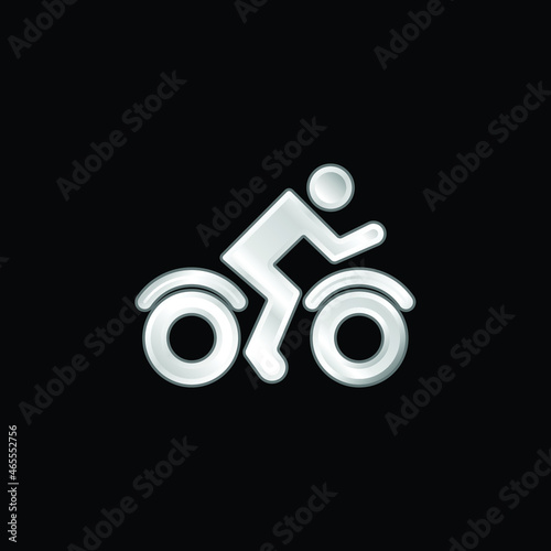 Bike Rider Side View silver plated metallic icon