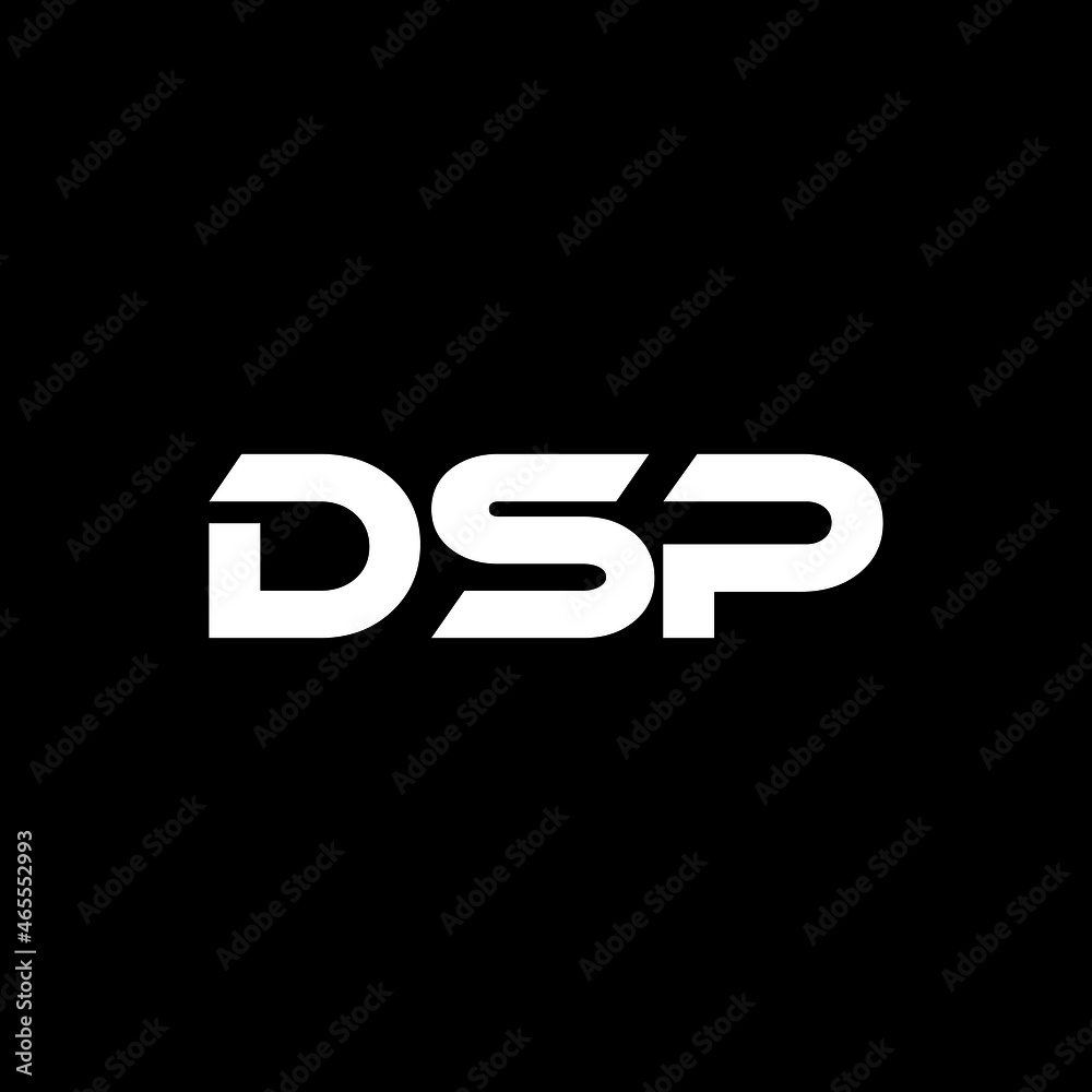 DSP letter logo design with black background in illustrator, vector logo modern alphabet font overlap style. calligraphy designs for logo, Poster, Invitation, etc.