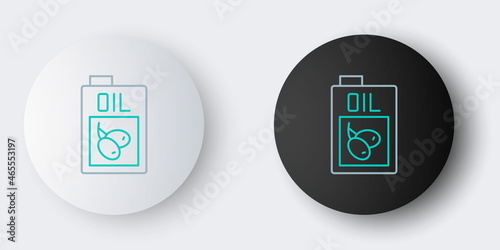 Line Bottle of olive oil icon isolated on grey background. Jug with olive oil icon. Colorful outline concept. Vector