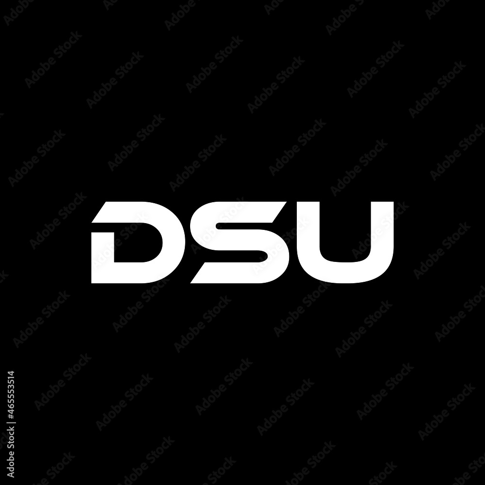 DSU letter logo design with black background in illustrator, vector logo modern alphabet font overlap style. calligraphy designs for logo, Poster, Invitation, etc.