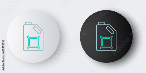 Line Canister for motor machine oil icon isolated on grey background. Oil gallon. Oil change service and repair. Engine oil sign. Colorful outline concept. Vector