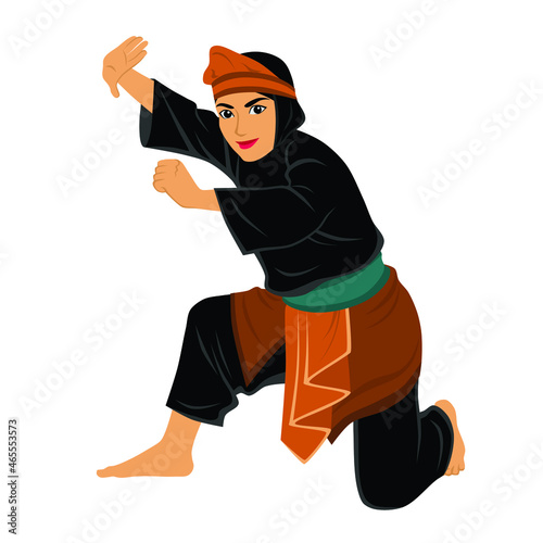 Vector of Silat Martial Arts from Indonesia - Pose 14 - Female Pendekar Silat
