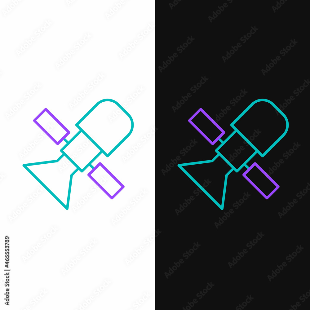 Line Satellite icon isolated on white and black background. Colorful outline concept. Vector Line Satellite icon isolated on white and black background. Colorful outline concept. Vector