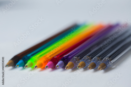 Blue plastic ballpoint pen . High quality photo photo