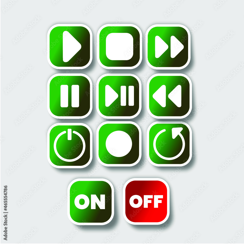 Set of green vector media player buttons Set of green vector media player buttons