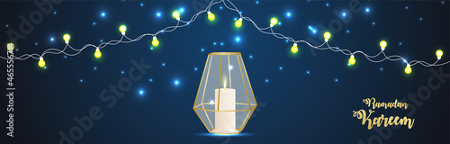 Ramadan kareem islamic festival banner or header with creative illustration