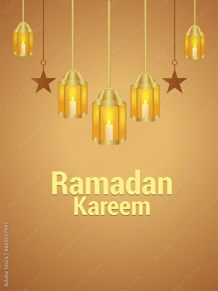 Naklejka premium Ramadan kareem invitation greeting card with vector illustration with arabic lantern