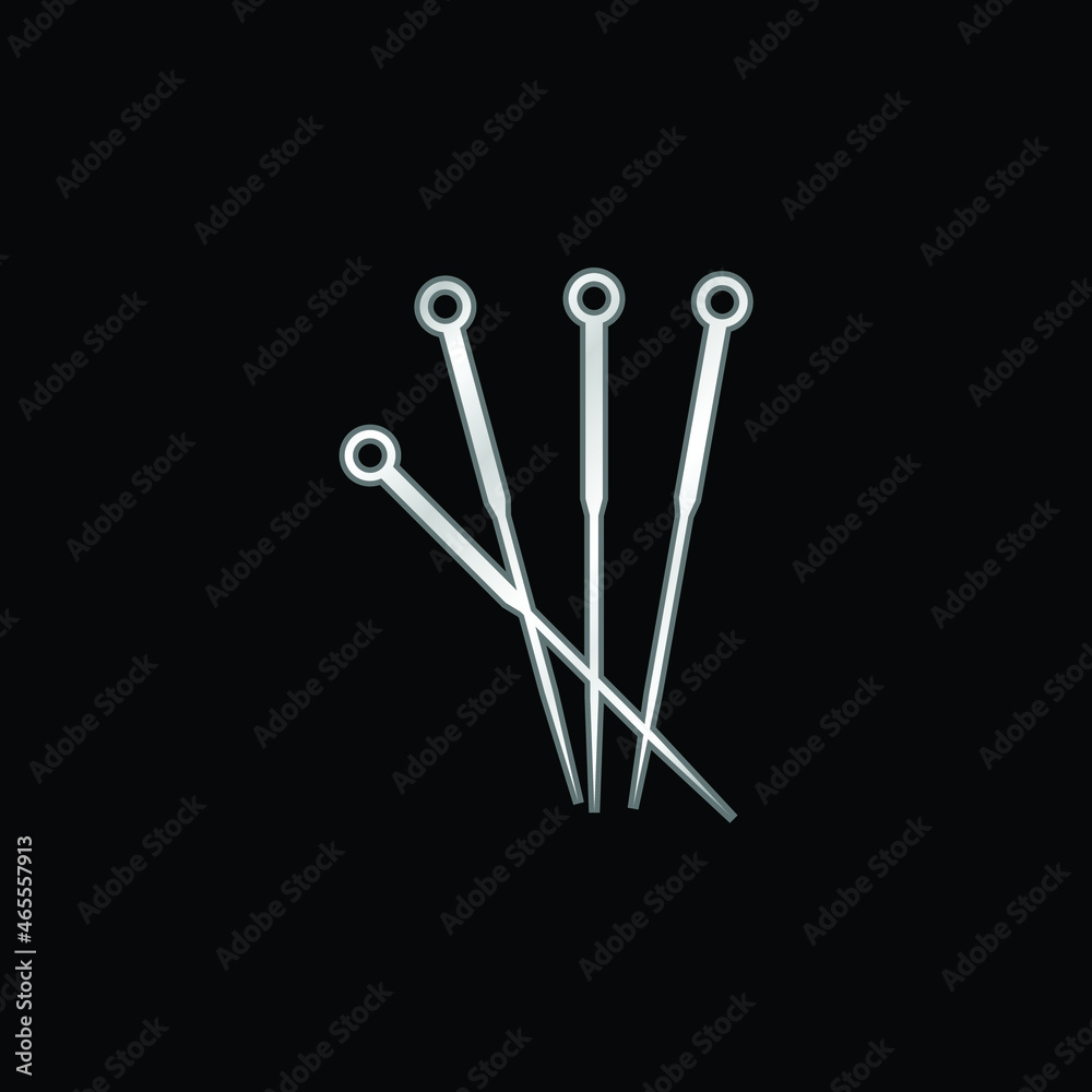 Acupuncture Needles silver plated metallic icon Acupuncture Needles silver plated metallic icon