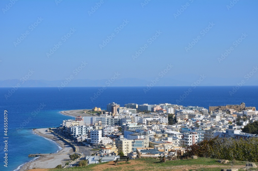 Aerial view of the new town and resort area of Rhodes, Greece.