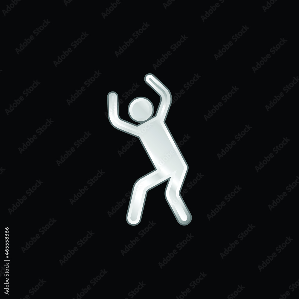 Angry Silhouette silver plated metallic icon Angry Silhouette silver plated metallic icon