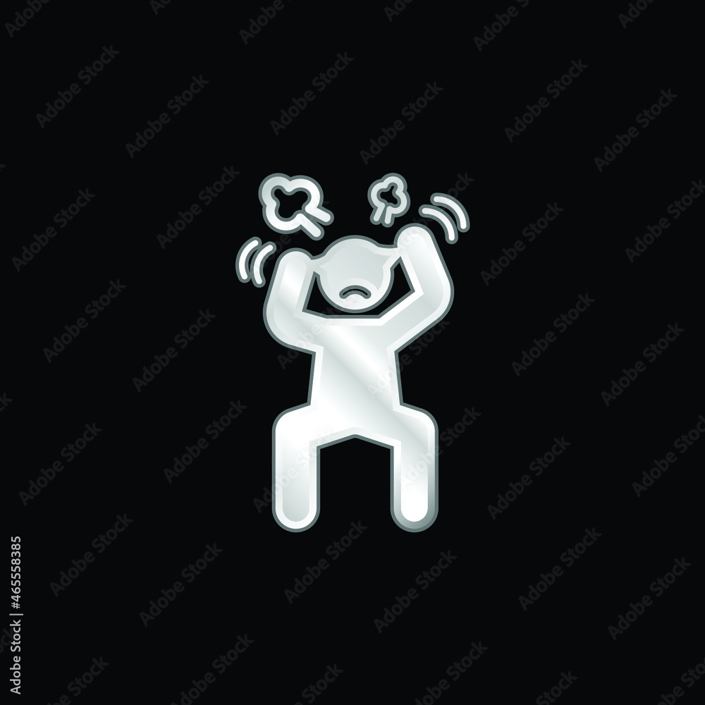 Angry Man silver plated metallic icon Angry Man silver plated metallic icon