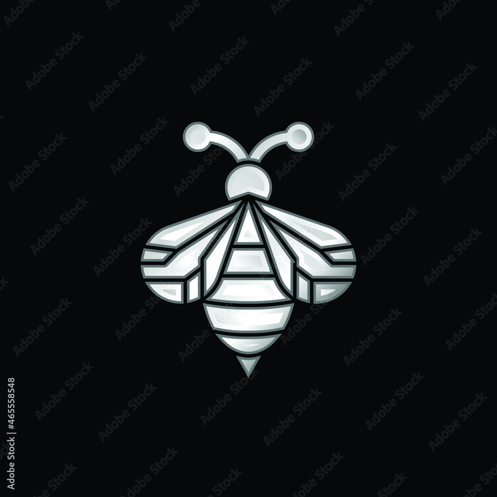 Bee silver plated metallic icon Bee silver plated metallic icon